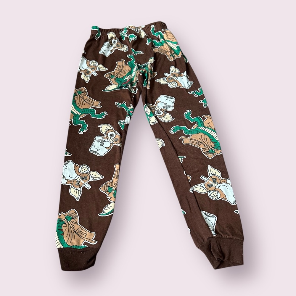 Kids Brown And Green Gremlin Pattern Soft Pajama Pants
